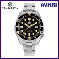 AVMKI San Martin นาฬิกาสำหรับผู้ชาย NH35เต่าสีดำ MM300 44มม. หน้าปัดสีทองหน้าต่างแซฟไฟร์30Bar ย้อนยุ