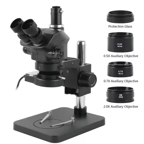 7X-50X Industrial Simul-Focal Stereo Trinocular 0.5X 2.0X 0.7X 1X 0.75X Objective Lens Microscope Fo