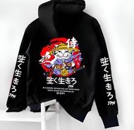 Jaket Anime Anak Sanurai Kucing Putih Jepang/ Sweater Hoodie Samurai Jepang Keren Usia 5-13 Tahun B