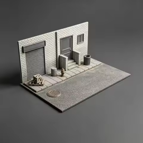 1:64 Scale Street Scene White Model 3D Detailed Printed DIY Painting Unpainted Kit Mini Photography 