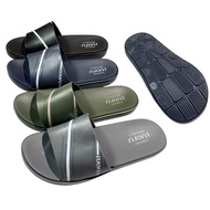 Luofu Imported Men's Striped Rubber Slip-On Sandals E7172-BRB211 (AG5)