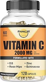 Vitamin C 2000MG, Zinc 40 mg, Vitamin D3 5000 IU, Echinacea Extract, Rose Hip, Immune Support for Ad