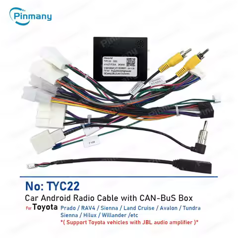 Car Radio Cable Connector TYC22 Wire Harness with CANBus for Toyota Prado Sienna RAV4 Land Cruise Av