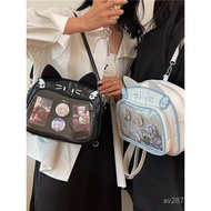 Student Backpack Single Shoulder jk Cute Transparent Backpack Pain Bag3way Embroidered Crossbody Bag