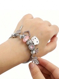 ชุด 1/2 ชิ้น Sanrio, กำไลข้อมือ Sanrio [ได้รับอนุญาต] ลูกปัดเรืองแสงโดปามีน, กำไลข้อมือตุ๊กตาเฮลโลคิ