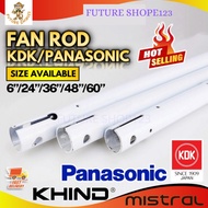 Ceiling Fan Rod KDK/PANASONIC Fan Rod Extension 6" 24" 36" 48" 60" Ceiling Fan Pipe White (can fix b