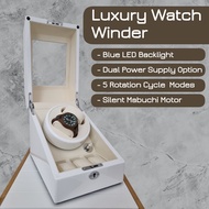 [SG Stock] Automatic Watch Winder Box, Piano White, PU Leather, 2+0, 2+3, 5 Rotation Winding Modes