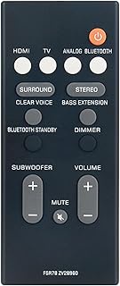 Allimity FSR78 ZV28960 Replaced Remote Control Fit for Yamaha Soundbar YAS-108 NS-WSW42 YAS-CU207 YAS108
