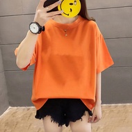 plus Size 300 Pounds Loose Womens T-shirt round Neck Short Sleeve 7 Colors Korean Style Commute Pure