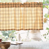 Korean-style Cotton Plaid Short Curtain Kitchen Half-curtain Partition Door Curtain Punch-free Floating Curtain Hook and Loop  Cabinet Curtain