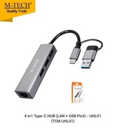 M-Tech UHL01 Type-C Hub USB 3.0 3 ports + Lan RJ45 + OTG -01241