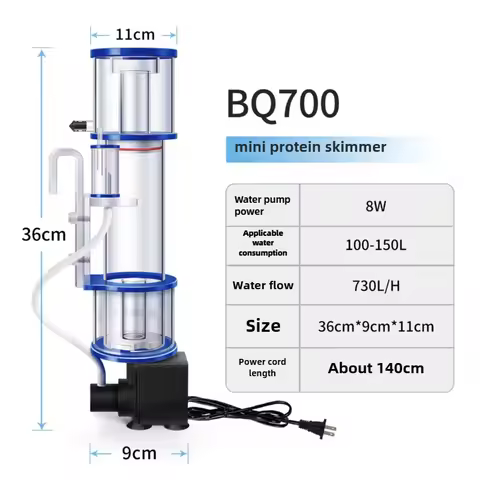 Mini Pneumatic Protein Skimmer Saltwater Aquarium Fish Filter for Marine Coral Reef Tanks Hang-On Fi