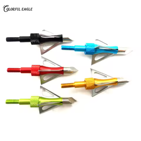 100 Grain Archery Hunting Broadheads Arrow Point 3 Blade Broad Screw Tips Arrow Heads for bow crossb