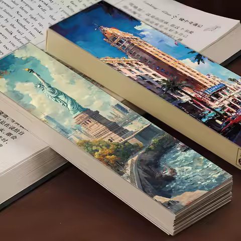 32pcs, Oil Painting Architecture Series Bookmarks for Teachers, Readers and Book Lovers, Bookmarks, 