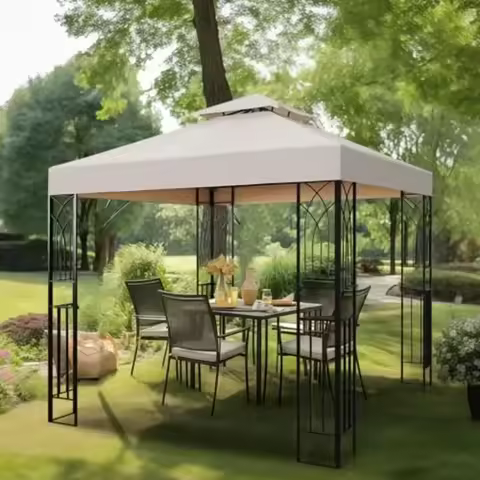 8x8 Outdoor Gazebo for Backyard Patio Gazebo Tent with Shelves