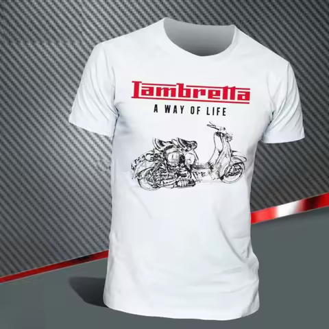 men summer fashion t-shirt euro size T-Shirt Uomo Lambretta Innocenti 50 125 150 Vintage Italy Style