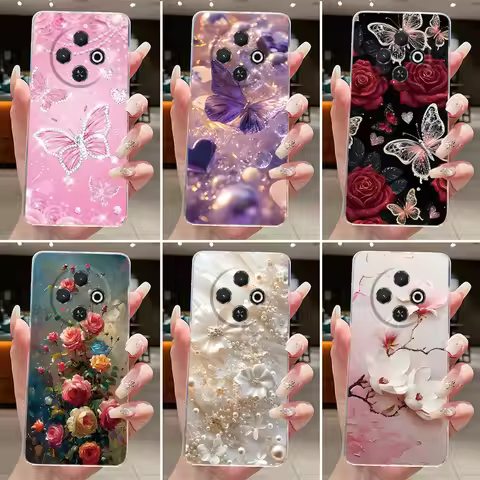 For Tecno Spark 30C Case kl5 kl5n Aesthetic Butterfly Flower Clear Soft Silicone Back Cover Techno S