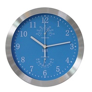 HITO Silent Non-ticking Wall Clock- Aluminum Frame Glass Cover， 10 inches (Blue)
