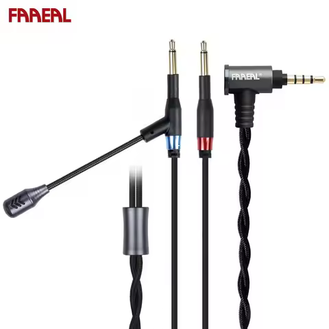 FAAEAL HFM04 1.95 Meter/6.4 feet Omnidirectional HD Metal Mic Game Earphone hifi Cable 3.5mm Mic To