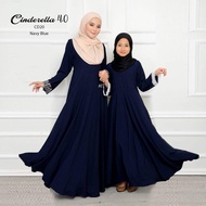 Jubah Dress Cinderella Princess Kembang Labuh Sulam Navy Baby Blue Lilac Lavender Putih Nikah Tunang