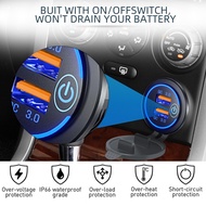 Dual QC 3.0 Waterproof USB Charger for Motorcycle 12/24V Quick Charge Power Socket with Switch