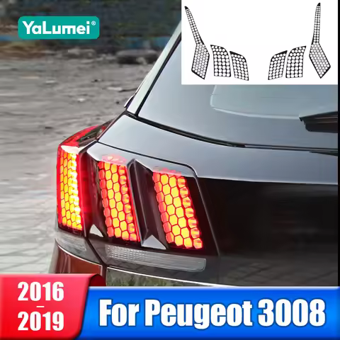 For Peugeot 3008 2016 2017 2018 2019 3008 GT Car Rear Tail Light Lamp Honeycomb 3D Sticker Protector