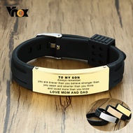 Vnox To My Son Love Mom and Dad Courage Inspirational Wristband Bracelets Custom Personalize Engrave