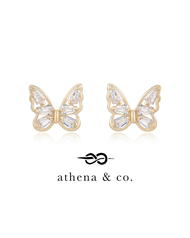 Athena &amp; Co. 18k Gold Plated Vicky Butterfly Stud Earrings - 925 Silver Post, Hypoallergenic