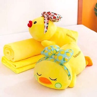 Yellow Duck-shaped office bedding set - Bear holding a yellow duck - ANVIHOME 3in1 office pillow