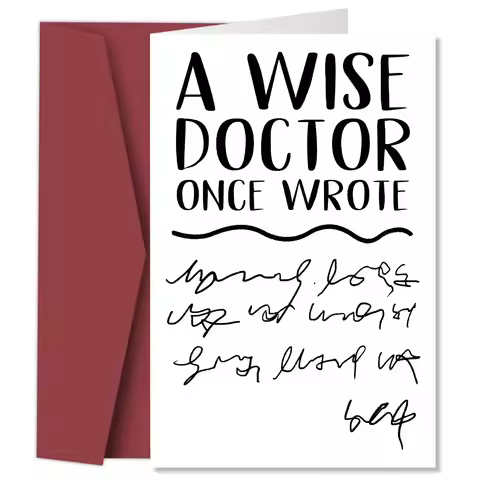 1PC Doctorate Degree Greeting Card,Funny Phd Graduation Thank You Card,Jokey Doctor's Handwriting Ca