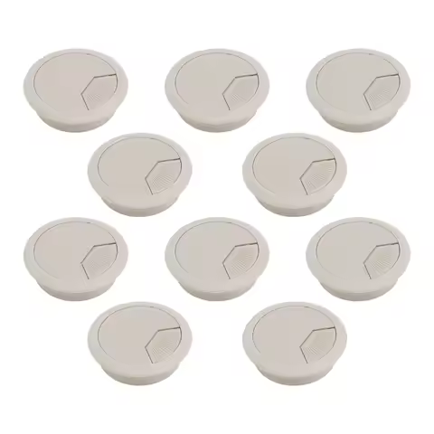 10Pcs Cable Cover for Computer Desk Round Grommet 53Mm Plastic Rotatable Cable Management Accessory 