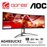 AOC 49" AGON AG493UCX2 5K DQHD (5120x1440@165HZ) CURVED VA SUPERWIDE GAMING MONITOR (4MS, INPUT: HDM