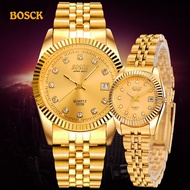 {Miracle Watch Store} BOSCK แฟชั่นคู่นาฬิกาข้อมือบุรุษทองแบรนด์หรูผู้หญิงแต่งตัวนาฬิกา R Eloj นาฬิกาผู้ชาย Relogios Masculinos