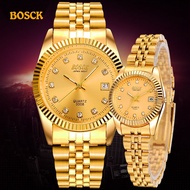 [Miracle Watch Store] BOSCK แฟชั่นคู่นาฬิกาข้อมือบุรุษทองแบรนด์หรูผู้หญิงแต่งตัวนาฬิกา R Eloj นาฬิกา