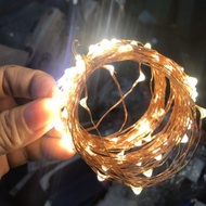 YELLOW light - ZINC WIRE - Firefly/fairy light led light 1m 2m 3m 5m 10m AA CR USB battery