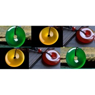 Chalcedony jade pendant Metal + Earth element + Fire element + Wood element, diameter 2~2.5 cm (No c