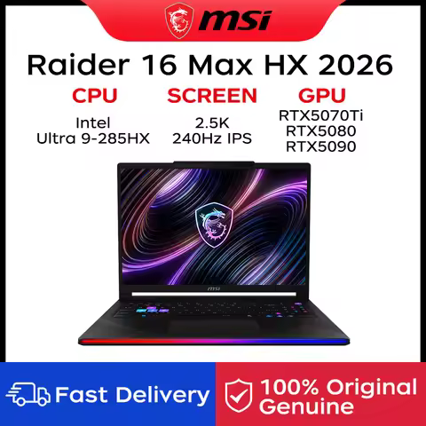 2026 MSI Raider 16 Max HX Gaming Laptop 16 Inch 2.5K 240Hz IPS Screen Netbook Ultra 9-285HX 32GB 1TB