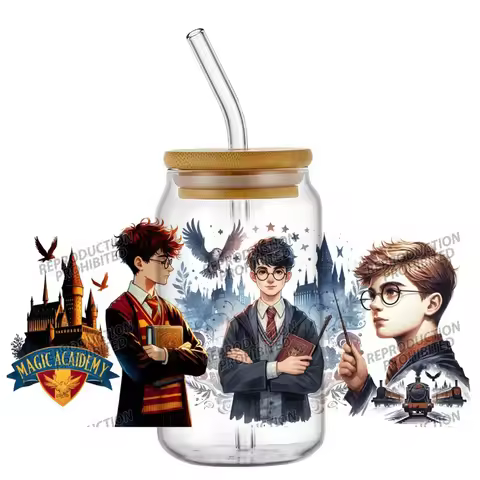 New 28 Design Famous Cartoon Magic Acaidemy 16oz UV DTF 3D Sticker Decals Wraps Glass Can Cups Creat