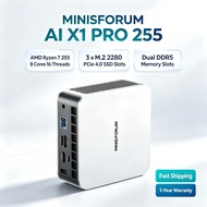 MINISFORUM AI X1 PRO 255  MINI PC AMD Ryzen 7 255 8 Cores 16 Threads 3 x M.2 2280 PCIe 4.0  Dual DDR