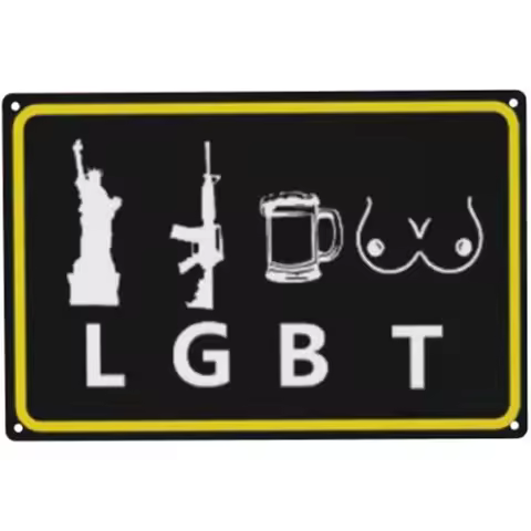 Funny Metal Tin Sign LGBT Pride LGBT Gifts Gay Liberty Guns Beer Tits Wall Art Vintage Retro Decor N