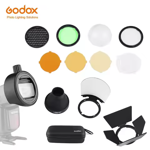 Godox S-R2/AK-R1/BD07/H200R/AD-P/AD-L/EC200 Flash Speedlight Adapter Barn Door, Snoot, Color Filter 
