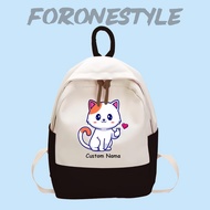 Custom Name Kitten Backpack - Free Custom Name Cat Backpack - Free Custom Name Cat Motif Bag
