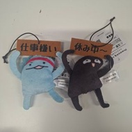 可愛黑貓藍色公仔掛飾一對