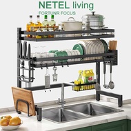 ┋✷Netel Kitchen Organizer Rack Sink Dish Rack Stainless Steel Kitchen Dish Draine