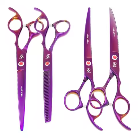 7.0" Professional Animal Cutting Thinning Scissors JP440C Pet Dog Grooming Shears Curved Fur Clipper