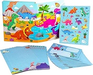 Volcano Dinosaur On The Beach Design Writing Kit Stationery Paper And Envelopes For Kids, Girls And 