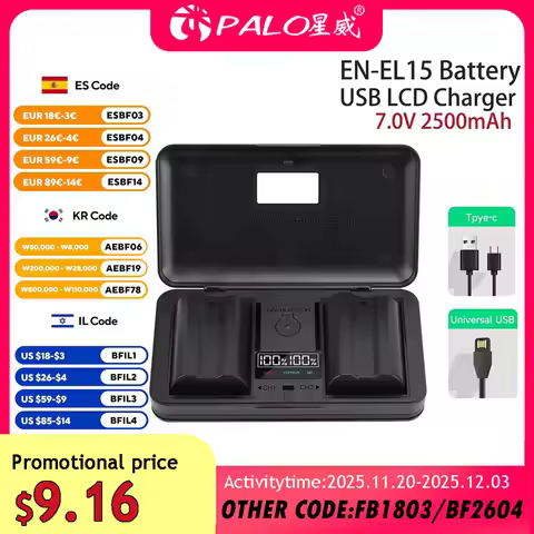 2500mAh EN-EL15C EL15C EN EL15 Battery + Battery Charger Case for Nikon Z5, Z6, Z6 II, Z7, Z7II D780