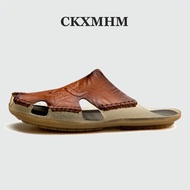 CKXMHM 38-48 Men's Leather Sandal Big Size Non-Slip Slippers for Summer 47 48