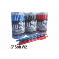 [READY STOCK]G'soft W2 Ball Pen W2 Retractable Ball Pen 0.5 / 0.7-50pcs