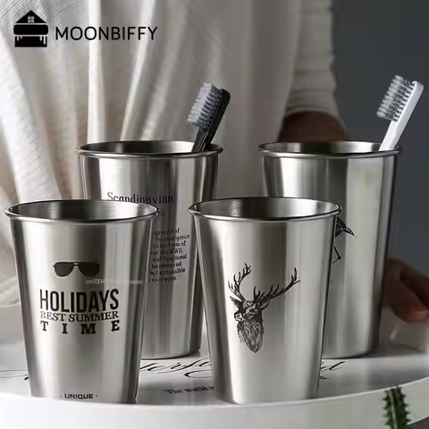 Stainless Steel Toothbrush Cup European Simple Travel Metal Bathroom Accessories Vaso Cepillo Diente